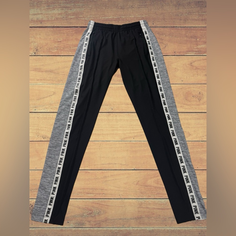 VICTORIA’S SECRET PINK Ultimate Logo Tape Leggings Black Gray XS Skinny Track